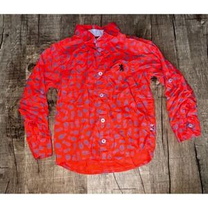English Laundry Boys Red Pineapple Print Button Down Shirt Size 6 Long Sleeve
